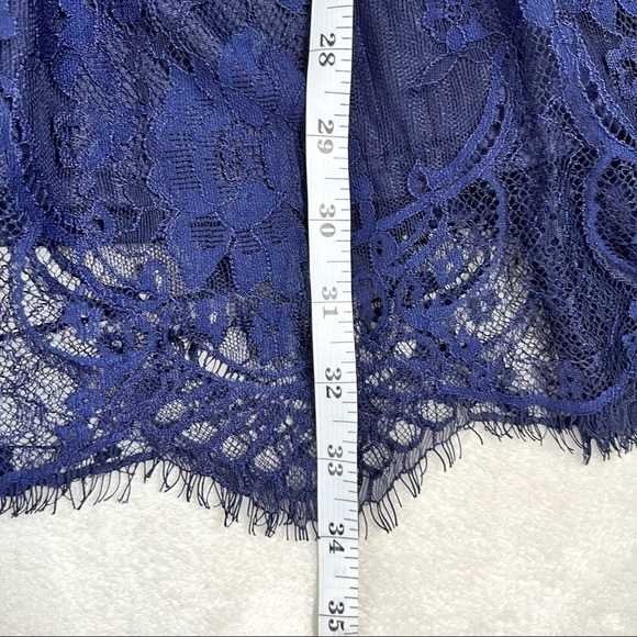 Bleuh Ciel Blue Floral Lace Sheer Cutout Mini Dress Size Small - Picture 13 of 14